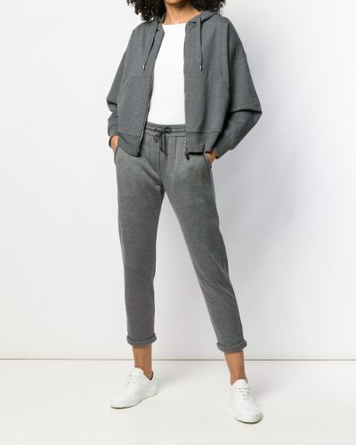 Bavlněné hedvábné sportovní kalhoty Brunello Cucinelli šedé