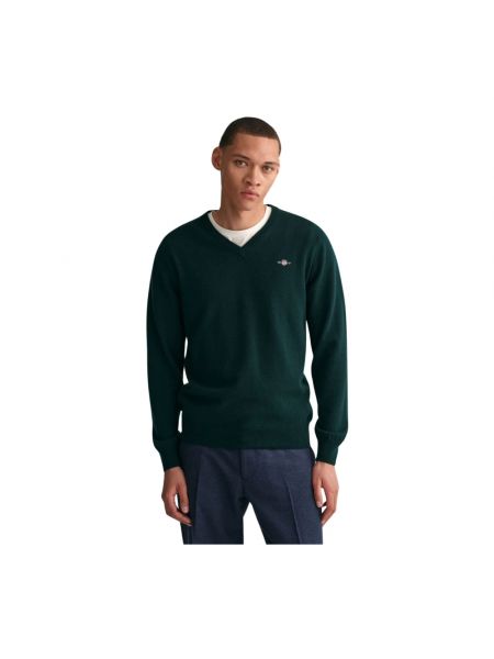 Sweter klasyczny Gant zielony