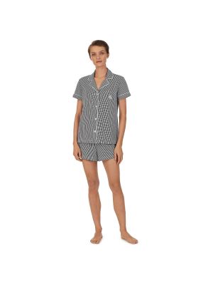 Pijama de algodón a rayas manga corta Lauren Ralph Lauren azul