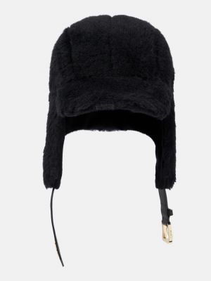 Шелковая шерстяная шапка из альпаки Max Mara черная