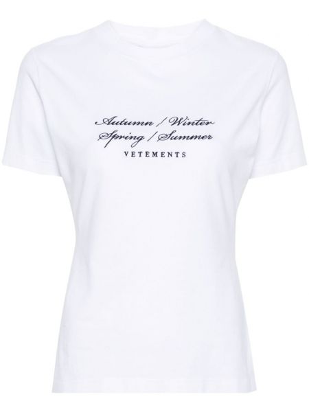 T-shirt brodé avec imprimé slogan en coton Vetements