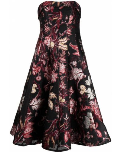 Žakárové květinové šaty Marchesa Notte černé