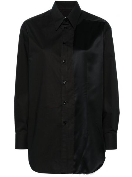 Βαμβακερό μακρύ πουκάμισο Mm6 Maison Margiela μαύρο