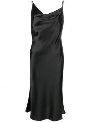 Сатенена коктейлна рокля Blanca Vita черно