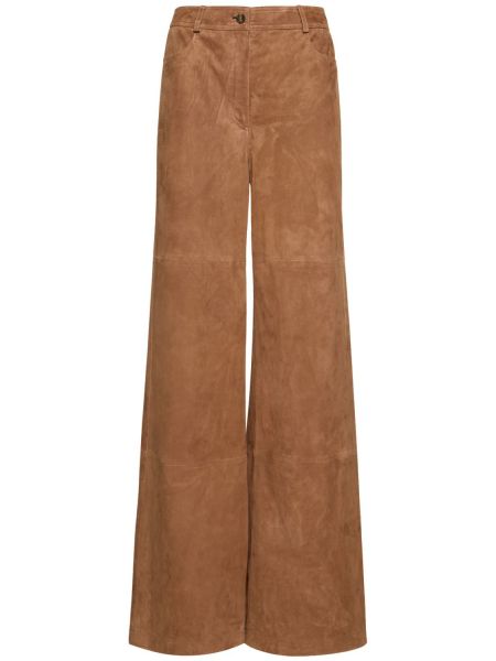 Pantalones de ante de cuero bootcut Alberta Ferretti marrón