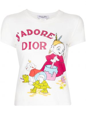 Tričko s potlačou Christian Dior biela