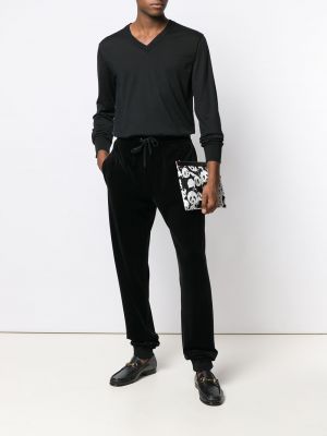 Pull en tricot à col v Dolce & Gabbana noir