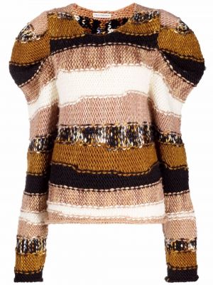 Вълнен пуловер от мерино вълна на райета Ulla Johnson кафяво