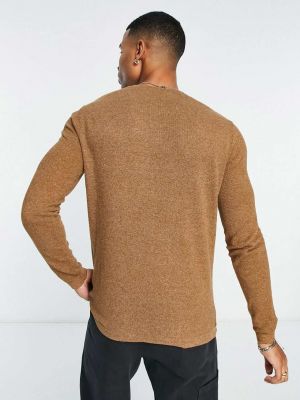 Длинный свитер с круглым вырезом Selected коричневый