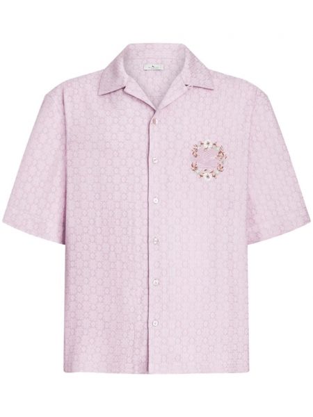 Žakárová košile s výšivkou Etro růžová