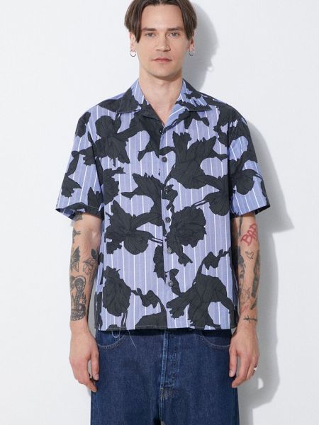 Pamučna košulja s cvjetnim printom s printom Neil Barrett plava