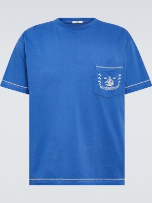 Bombažna majica z vezenjem Bode modra