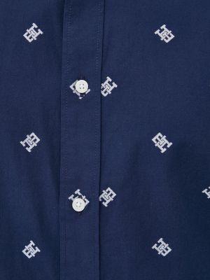 Pernata pamučna košulja s gumbima Tommy Hilfiger plava