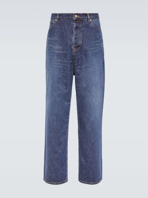 Straight leg jeans a vita alta baggy Balenciaga blu
