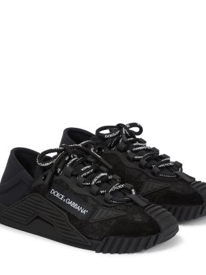 Мереживні кросівки на шнурівці Dolce & Gabbana, чорні