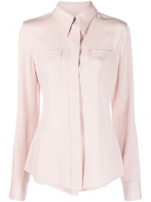 Прозрачна риза Victoria Beckham розово