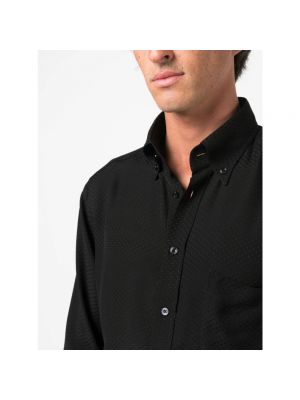 Camisa con botones de raso con bolsillos Tom Ford negro