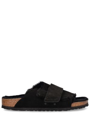 Sandale din piele de căprioară Birkenstock negru