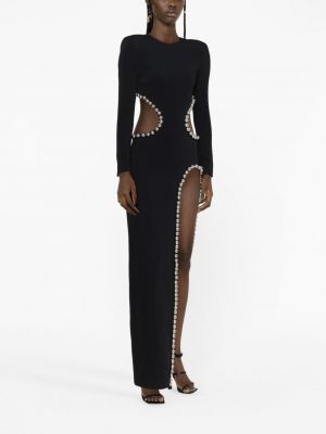 Asymetrické večerní šaty s korálky David Koma černé