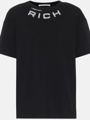 Kokvilnas t-krekls džersija Alessandra Rich melns