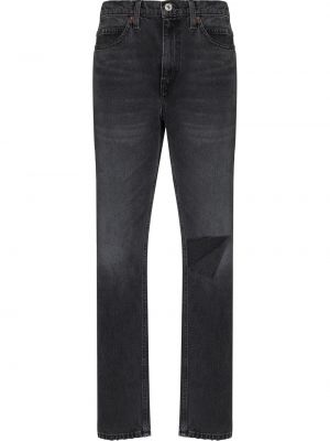 Proste jeansy z wysoką talią klasyczne z paskiem Re/done - сzarny
