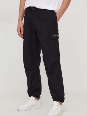 Czarne spodnie cargo bawełniane Calvin Klein Jeans