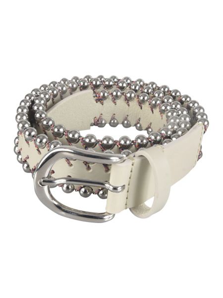 Cinturón con perlas de cuero Isabel Marant blanco