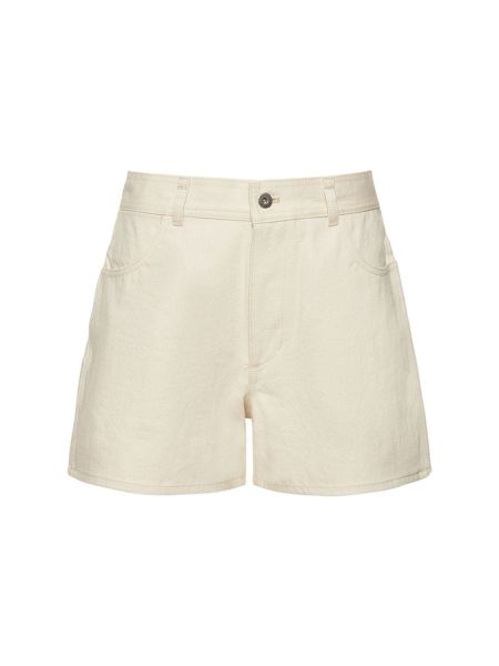 Shorts en jean en coton Jil Sander blanc
