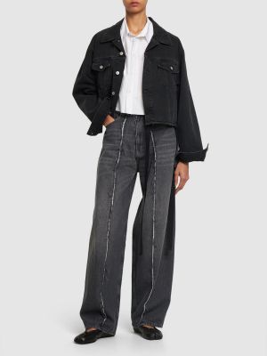 Giacca di jeans di cotone asimmetrica Mm6 Maison Margiela nero