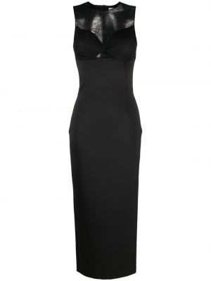 Csipkés ujjatlan hosszú ruha Ermanno Firenze fekete