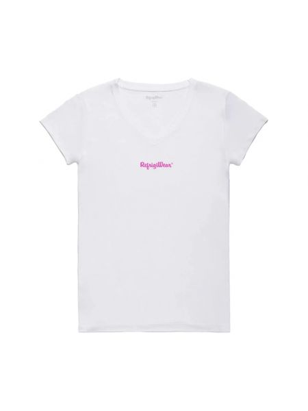 Koszulka z nadrukiem z dekoltem w serek Refrigiwear biała