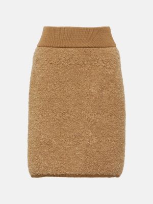 Mini suknja visoki struk od kašmira od alpake Dolce&gabbana smeđa
