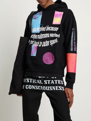 Bluza z kapturem bawełniana z nadrukiem oversize Msftsrep czarna