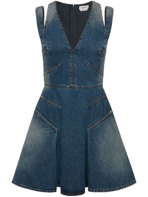 Κοκτέιλ φόρεμα με λαιμόκοψη v Alexander Mcqueen μπλε