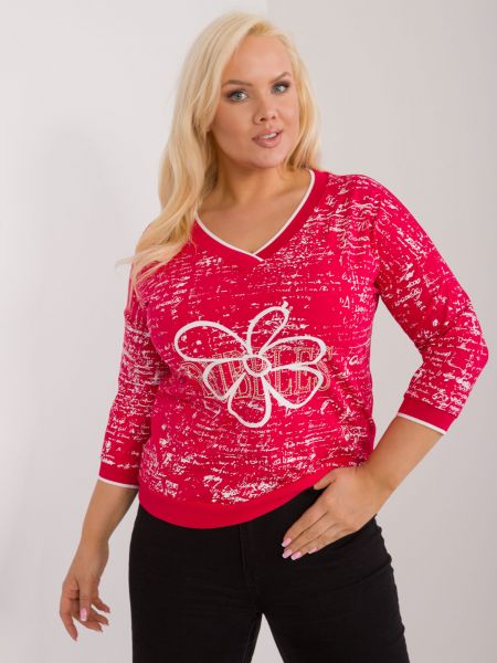 Bluză cu imagine oversize casual Fashionhunters roșu