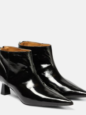 Кожени обувки до глезена от изкуствена кожа Ganni черно