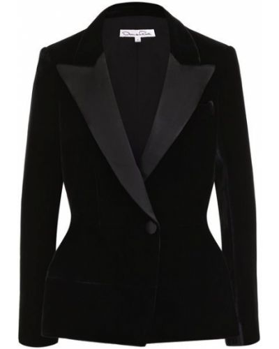 Приталенный бархатный пиджак Oscar De La Renta, черный