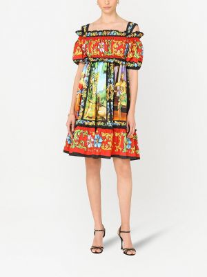 Mini šaty s potiskem Dolce & Gabbana červené