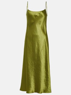 Satynowa sukienka midi Vince zielona