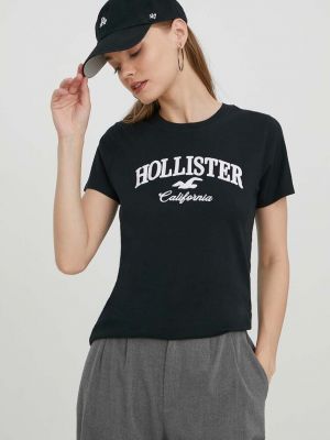 Памучна тениска Hollister Co. черно