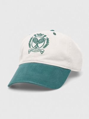 Памучна шапка с козирки с апликация Abercrombie & Fitch зелено