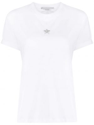 Bavlněné tričko s výšivkou s hvězdami Stella Mccartney bílé
