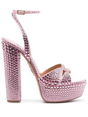 Sandale cu platformă de cristal Aquazzura roz