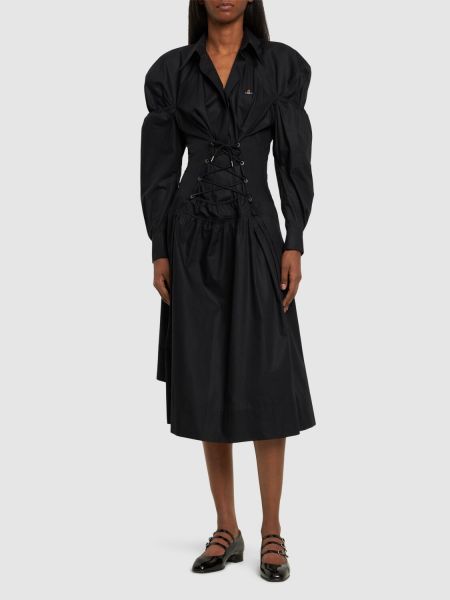 Vestido midi de algodón Vivienne Westwood negro