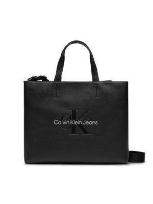 Slim fit bevásárlótáska Calvin Klein Jeans fekete