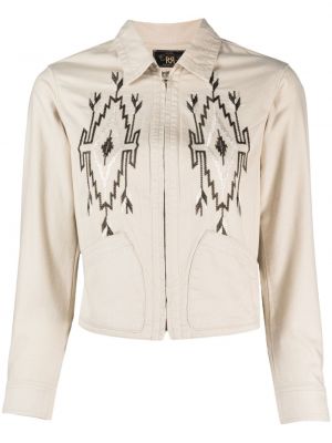 Pamučna jakna s vezom Ralph Lauren Rrl bijela
