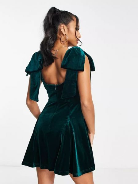 Выпускное бархатное платье мини Forever New Petite зеленое