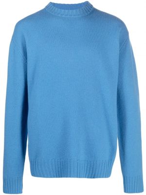 Vlnený sveter s okrúhlym výstrihom Jil Sander modrá