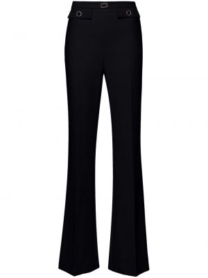 Krepové kalhoty s knoflíky Elisabetta Franchi černé