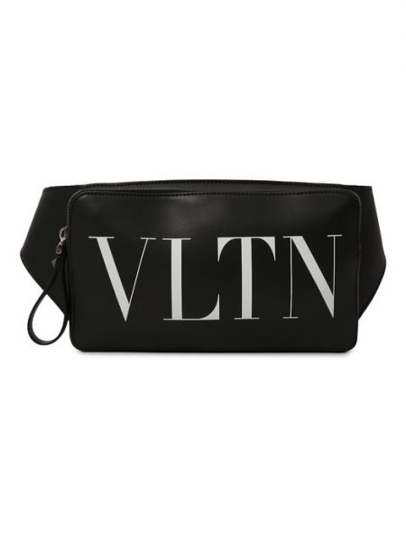 Кожаная поясная сумка Valentino черная